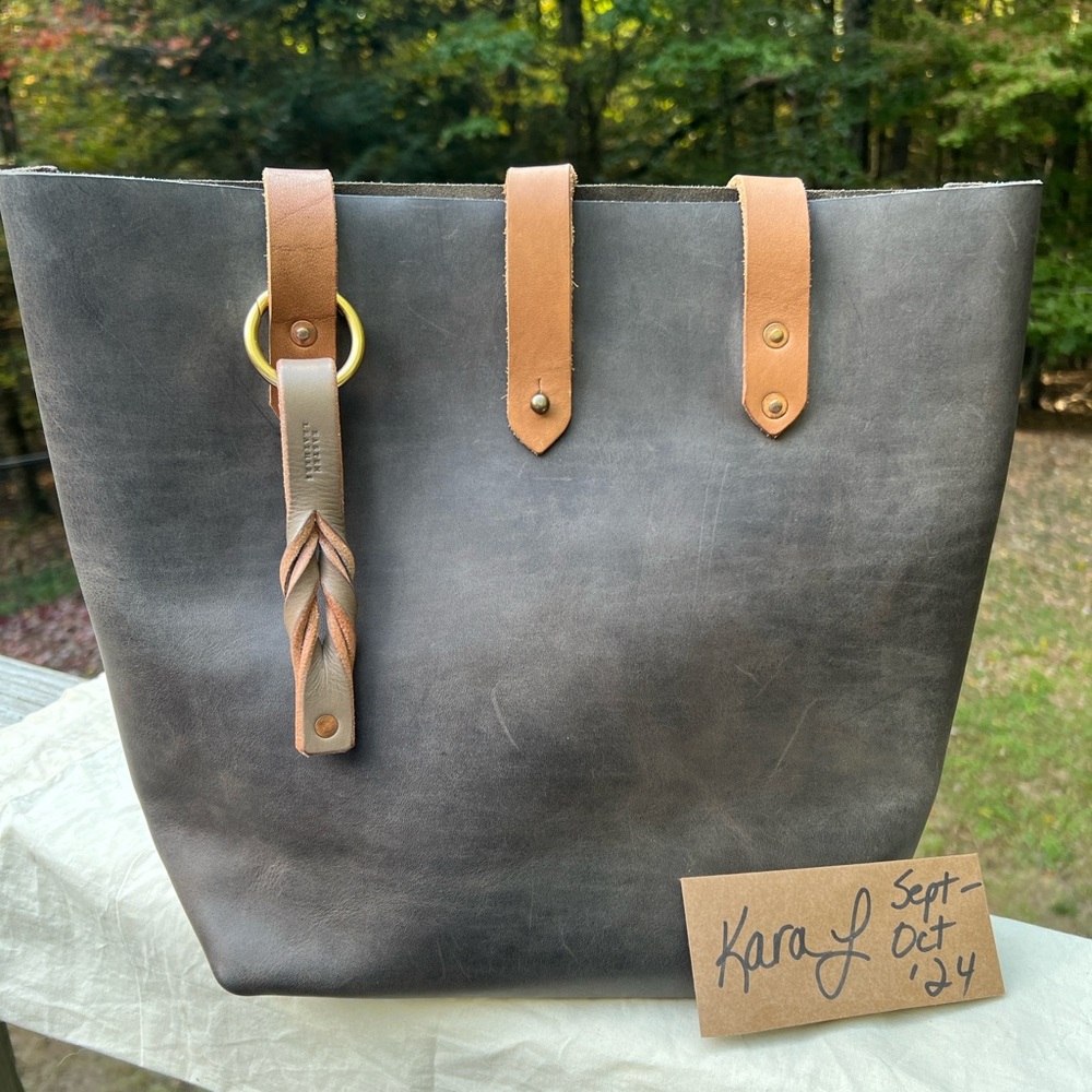 [SOLD] Range Leathers Sierra Tote in gray Horween. Hand-Made in the USA in WY!